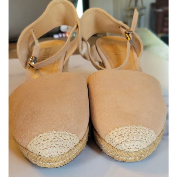 Schutz Womens Wedge Espadrille Heel Platform Sandals Ankle Strap Pink Beige 10 B - Picture 4 of 11